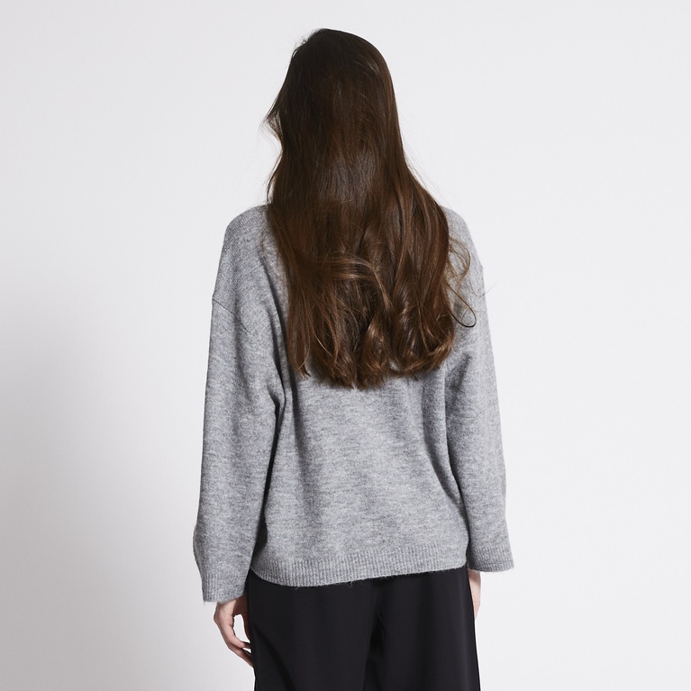 Basic knit sweater "Cathrine" Dk Grey melange